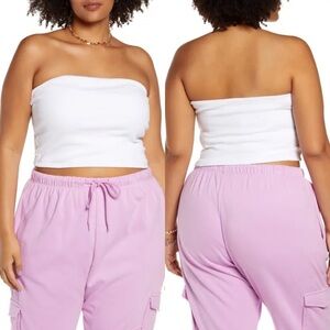 NEW Nordstrom 2021 White Tube Top Size 3X BP Layering‎ Crop Square Neck Cropped